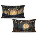 Rustic William Morris Inspired Gold Moon Pillow Covers 12x20 Set of 2 (Forest-black and Gold 26 / 20" x 12" (Pack of 1))