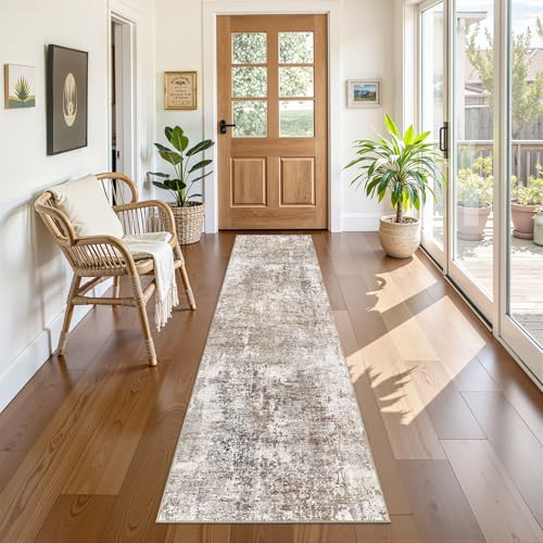 2x8 Washable Runner Rug for Hallway (Brown/Grey/Red / 2' x 8' (Runner))