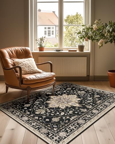 Washable Area Rug (Black/Neutral / 3' x 4' (Rectangular))