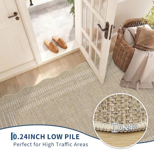 6x9 Scalloped Area Rug (Tan / 6' x 9' (Rectangular))