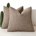 Decorative Textured Boucle Throw Pillow Covers 26x26 Light Brown (26" x 26" (Pack of 2) / Brown)