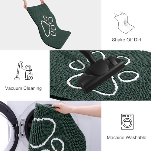 Dog Door Mat for Muddy Paws (48"X30" / Green and White)