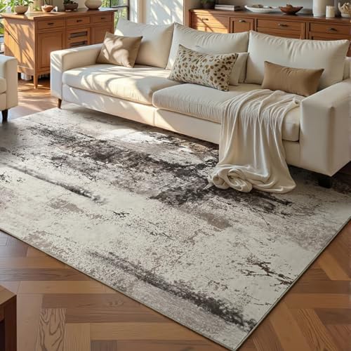Living Room Rug 5x8 Coffee Area Rug Machine Washable Boho Rug Non Slip Abstract Vintage Indoor Large Rugs for Bedroom (Coffee / 5' x 8' (Rectangular))