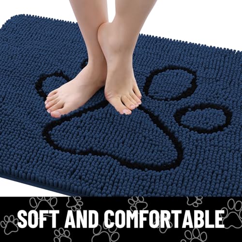 Dog Door Mat for Muddy Paws (30"X20" / Dark Blue and Black)