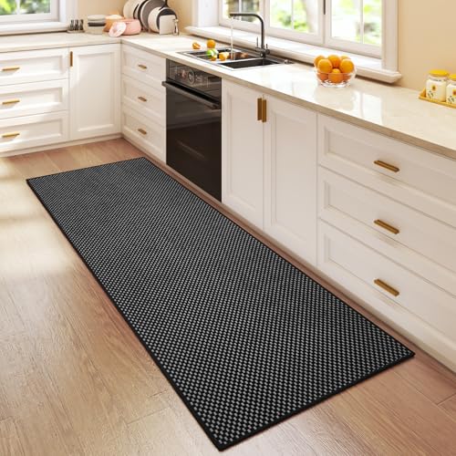 Hallway Runner Rug Woven Washable Long Kitchen Runner Black 2x5 ft (Black / 2' x 5')