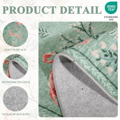 2x8 Washable Runner Rug (Teal (Animal) / 2' x 8' (Rectangular))