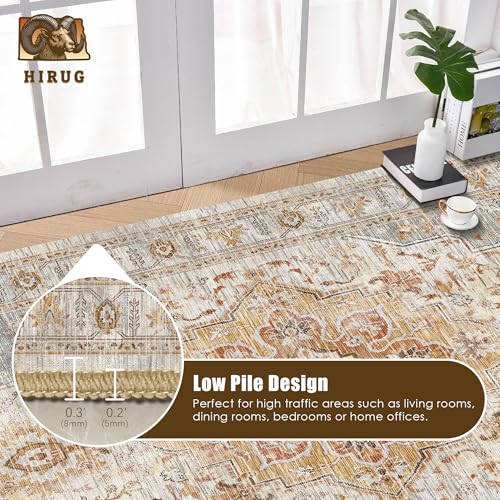 Washable Area Rug 5' x 7' Vintage Traditional Persian Mat (Dove Gray and Coral / 5' x 7' (Rectangular))