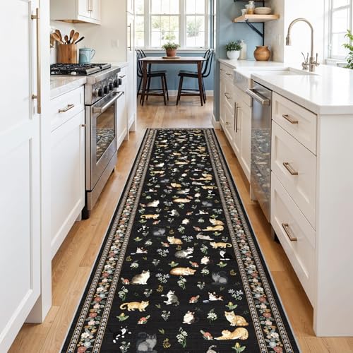 2x10 Washable Hallway Runner Rug (Black / 2x10)