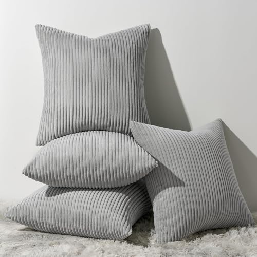 Decorative Grey Throw Pillow Covers Cushion Cases (Lightgrey / 16" x 16" (Pack of 4))