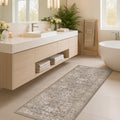 Washable Moss Green 2x5 Neutral Runner Rug for Bathroom (Moss / 2' x 5' (Runner))