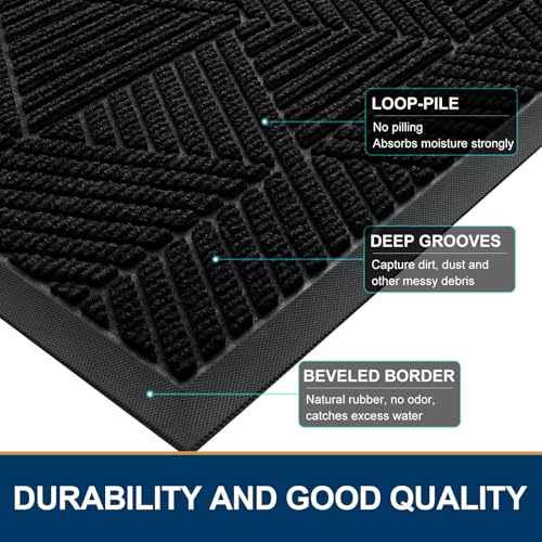 Front Door Mat Outside Entrance (Black / 71" X 47")
