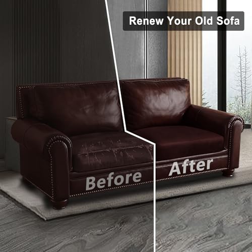 Leather Look Couch Cushion Covers Sofa Seat Slipcovers Sets Couches Furniture Protector for Sectional Armchair Loveseat Pets Kids Stretch Spandex Fabric (2 Cushion Loveseat / Burgundy)