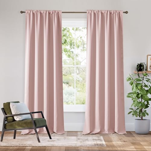 Bedroom Blackout Curtains 80 inches Long (100% Blackout - Baby Pink / 42"W x 80"L (Pack of 2))