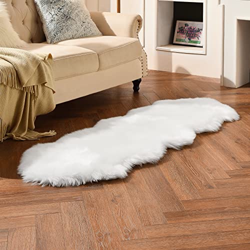 White Faux Sheepskin Runner Rugs 2x6 ft (White / 2' x 6' (Runner))