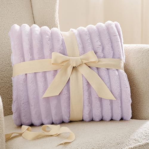 Soft Full Size Fleece Blankets for Bed Lavender Fog 84"x90" (Lavender Fog / Full)