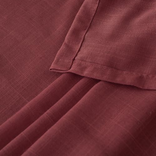 Long Linen Semi Sheer Curtains 102 Inch Length for Living Room (Burgundy / 52"W x 102"L (Pack of 2))