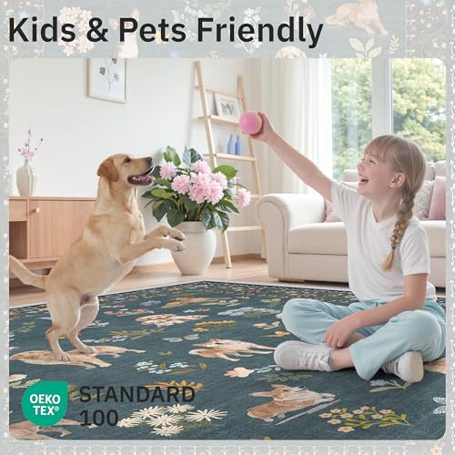2x3 Dog Rugs for Entryway (Dog/Navy Blue / 2' x 3' (Rectangular))