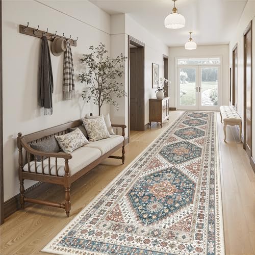 Hallway Runner Rug 2'6''x14' Kitchen Runners Vintage (Navy Blue / 2'6" x 14' (Runner))