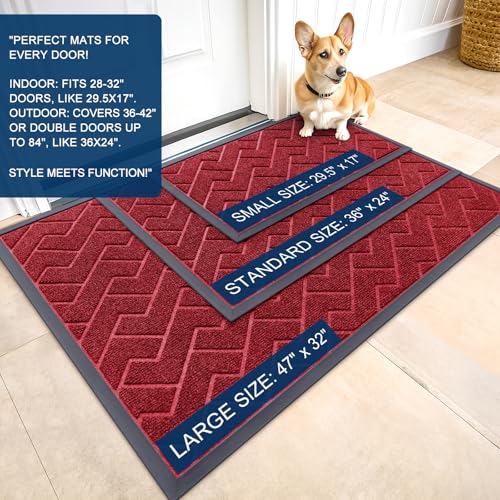 Front Door Mat Outside 35x23 (Wine Red / 35" x 23")