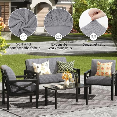 12PCS Patio Cushion Covers.Patio Furniture Couch SeatSlipcovers (.Grey. / 12PCS)