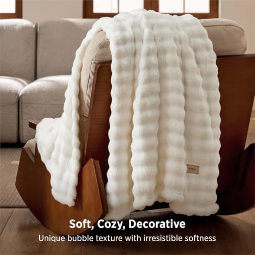 Cloud Bubble Fleece Twin Blanket for Bed (01 Off White / Twin (60" X 80"))