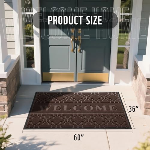 Welcome Mat Outdoor Indoor (60x36 Inch / Brown)