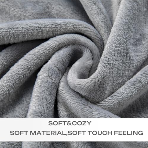 Grey Fleece Plush Throw Blanket 50"x60"for Couch Sofa Fuzzy Cozy Flannel (Grey / Throw(50"×60"))
