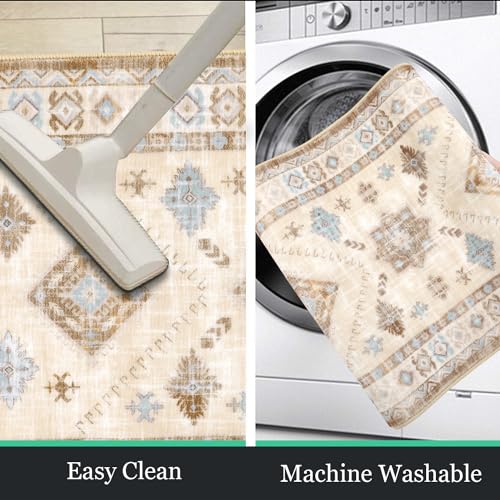 HEBE Boho Kitchen Rugs Set of 3 (Cream Tan / 20"x32"+20"x48"+20"x59")