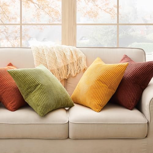 Decorative Throw Pillow Covers Cushion Cases (Yellow Orange / 12" x 12" (Pack of 4))