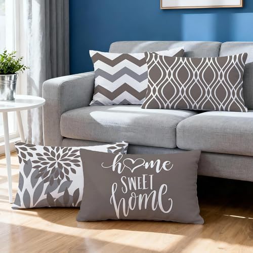 Throw Pillow Covers 12x20 (Grey / 20" x 12" (Pack of 4))