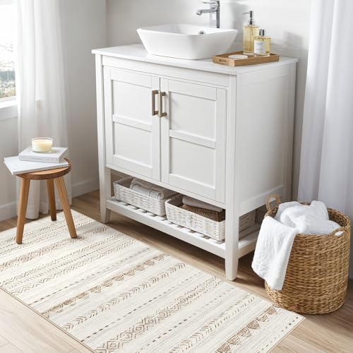 Boho 2x4 Washable Area Rug Non Slip Carpet for Entryway Beige (Beige Brown / 2' X 4' (Rectangular))