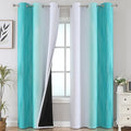 Teal and Grayish White Ombre Blackout Curtains for Living Room 84 Inch Long (Teal and Greyish White / 42"W x 84"L (Pack of 2))
