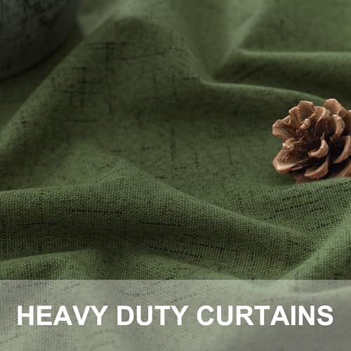Ptialk Elegant Blackout Curtains for Living Room Eclectic Moody Dark Olive Green Linen Curtains 72 Inch Length 2 Panels Set Long Drapes for Closet Cover Back Tab Rod Pocket Hunter Green 52x72 (Olive Green / 52"W x 72"L (Pack of 2))