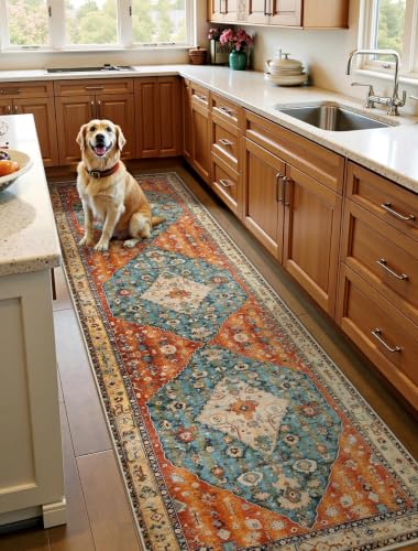 3x10 Washable Non Slip Boho Runner Rug for Hallway (Tribal Medallion/Multi / 3' x 10' (Runner))