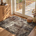 Entryway Rug 3x5 Brown Bedroom Area Rug Washable Non Slip Abstract Coffee Boho Rugs for Indoor Entry (Brown / 3' x 5' (Rectangular))