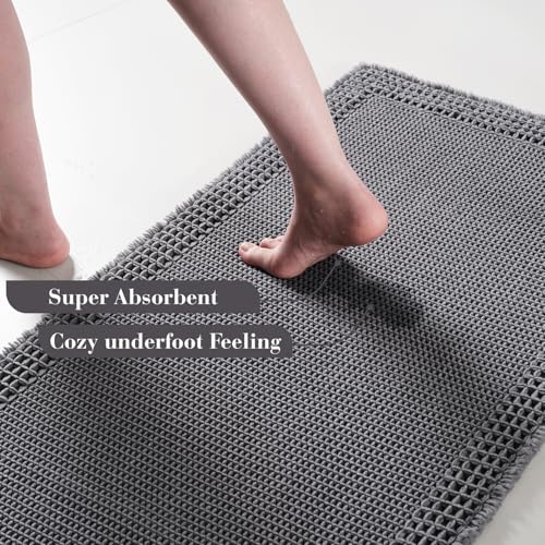Waffle Bath Mat for Bathroom (Dark Grey / 24" X 36")