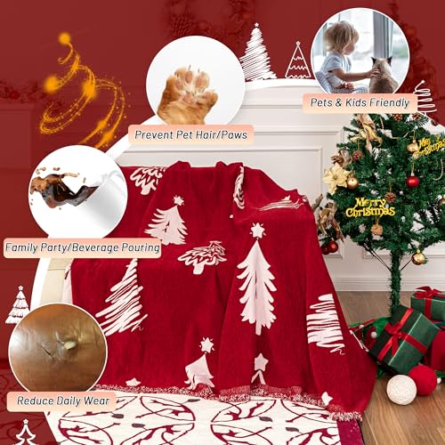 71"X118" Loveseat Christmas Couch Cover (71" x 118" / 6# Christmas Red)