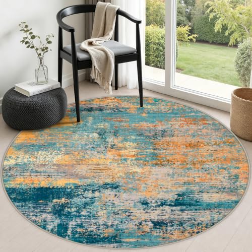 Round Area Rug Living Room (Rosy Haze / 4' (Round))