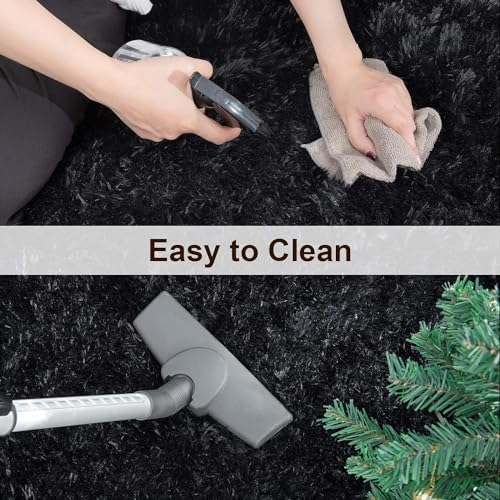 Super Soft Shaggy Rugs Fluffy Carpets (7' x 10' (Rectangular) / Black)