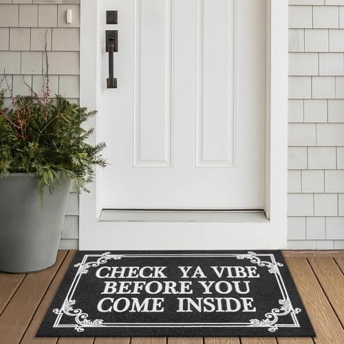 Indoor Door Mat Welcome Mats for Front Door Outdoor Entry Black Doormat (1'6" x 2'4" (Rectangular) / Come Inside-black)