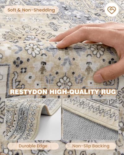 2x3 Entryway Rug Vintage Washable Rug Runner for Kitchen (Beige / 2' x 3' (Runner))