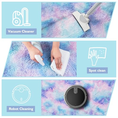 8x10 Fluffy Area Rugs for Living Room (Rainbow Purple / 8' x 10' (Rectangular))