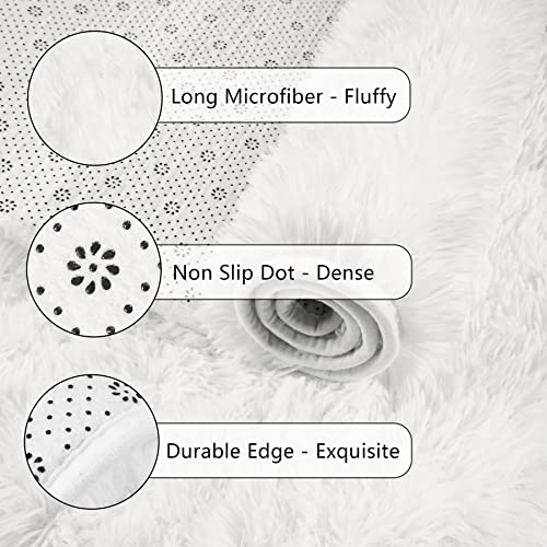 Soft Runner Rug for Bedroom Living Room Plush Fluffy Rugs 2x6 (Cream / 3' x 6' (Runner))