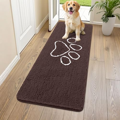 Dog Door Mat for Muddy Paws (54"X24" / Brown and White)