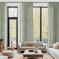 Desert Sage Linen Curtains 132 Inch Length for Living Room Light Filtering Semi Sheer Curtain Back Tab Rustic Farmhouse Decor Elegant Drapes Floor to Ceiling High Window for Bedroom 52x132 (52"W x 132"L (Pack of 2) / Desert Sage)