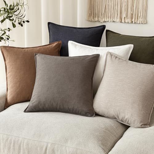 Decorative Linen Lumbar Throw Pillow Covers 12x20 Light Coffee (20" x 12" (Pack of 2) / Malt Ball)