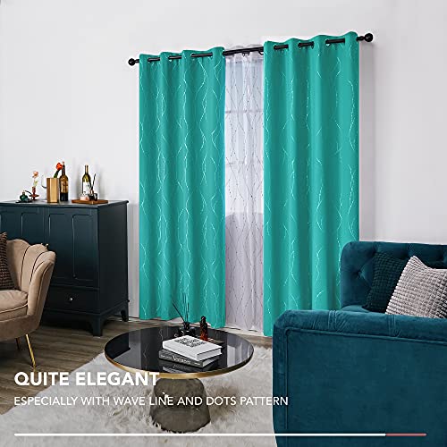 Living Room Curtains 84 Inches Long (Turquoise/Wave Dots / 52"W x 84"L (Pack of 2))