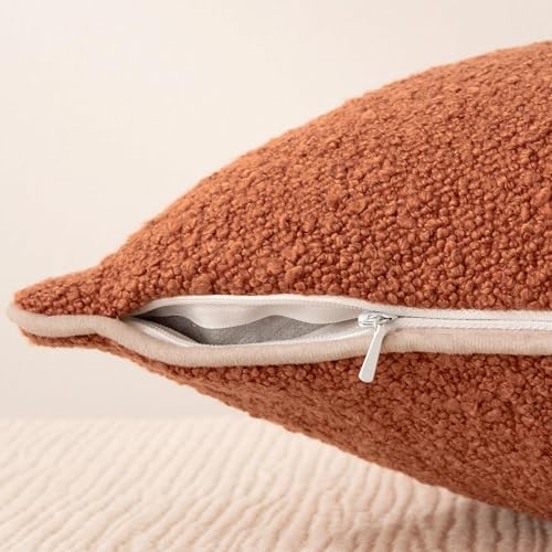 Boucle Throw Pillow Covers for Couch (Brown / 24" x 24" (Pack of 2))