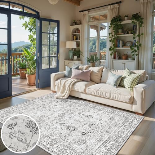 Grey Area Rug 5x8 for Living Room Bedroom (Grey/White / 5' x 7' (Rectangular))