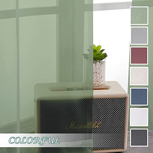 Sage Green Sheer Curtains 108 Inches Long (Sage Green / 42"W x 108"L (Pack of 2))